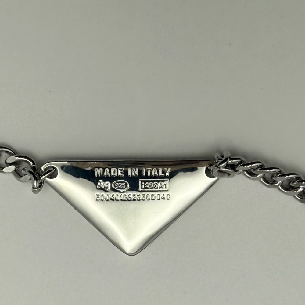 New White Triangle pendant with Silver Chain necklace. - Picture 2 of 3